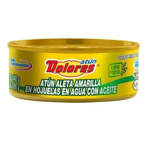 Atún Dolores aleta amarilla en agua con aceite 140g.